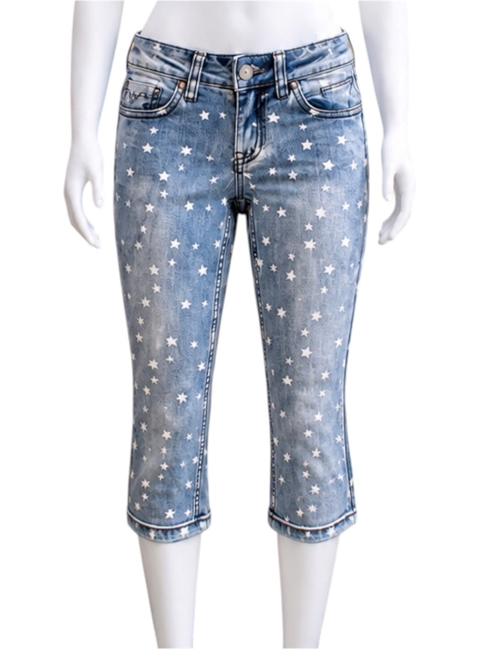 Vigoss y2k light blue Star Print capri Jeans -size 0